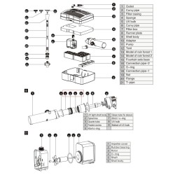 SunSun CUF-2500 CUF-5000 CUF-6000 kvartsilasisuoja lampipumpulle