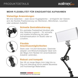 Walimex pro Swivel Arm Magic 28 nivelvarsi, 280 x 70 x 39 mm, kantavuus 2 kg, musta