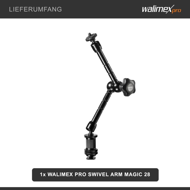 Walimex pro Swivel Arm Magic 28 nivelvarsi, 280 x 70 x 39 mm, kantavuus 2 kg, musta