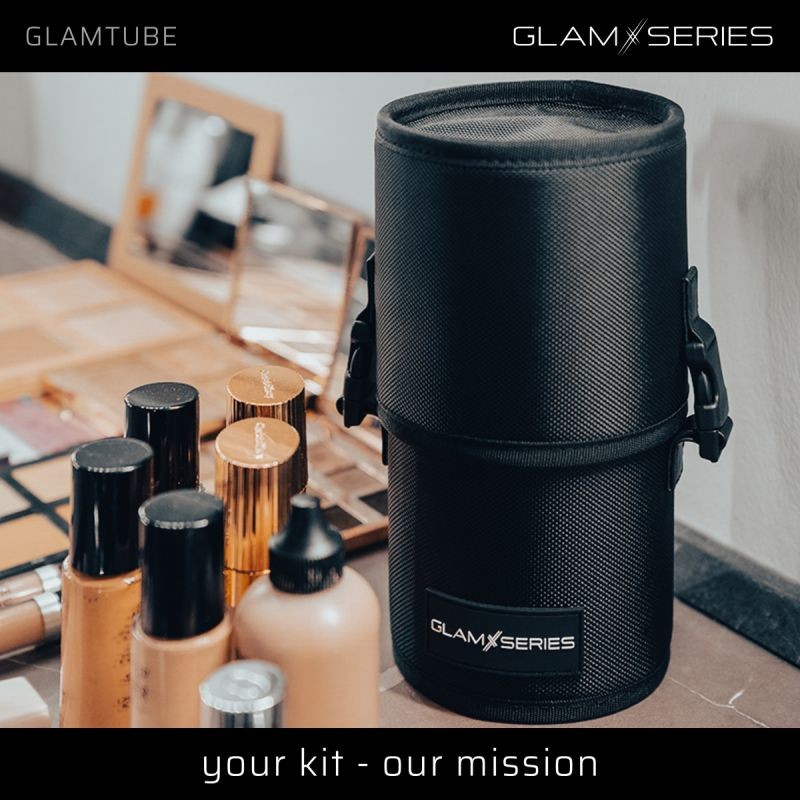 GlamSeries GlamTube meikkisiveltimien säilytysastia 23,5 x 11,5 cm, musta, 2-osainen
