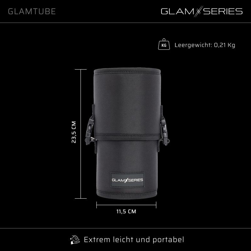 GlamSeries GlamTube meikkisiveltimien säilytysastia 23,5 x 11,5 cm, musta, 2-osainen