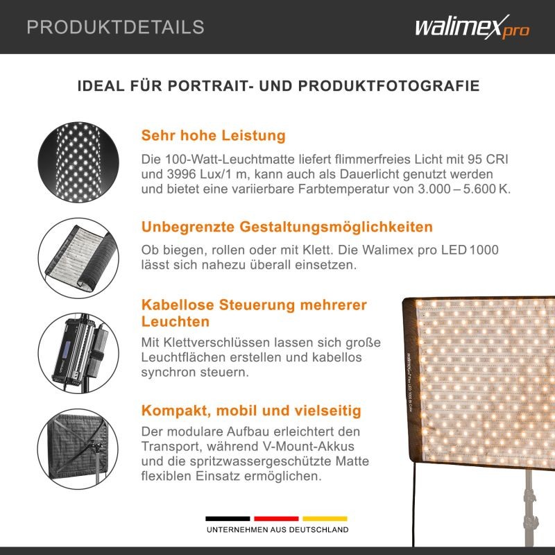 Walimex pro Flex LED 100 Bi Color 100 W LED-valomattosetti softboxilla