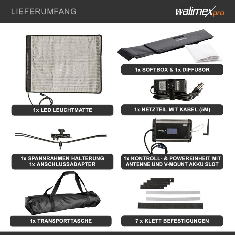 Walimex pro Flex LED 100 Bi Color 100 W LED-valomattosetti softboxilla
