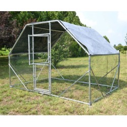 XXL Ulkohäkkisetti 2 x 3 x 2 m, sinkitty teräs, aurinkokatto, kanoille, kaniineille ja linnuille