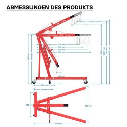 Hydraulinen moottorinosturi 2000 kg taitettava kaksoispumppu