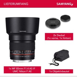Samyang 85mm f/1.4 IF AE -teleobjektiivi Nikon F, manuaalitarkennus