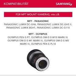 Samyang 85 mm f/1.5 Video DSLR II MFT -objektiivi, manuaalinen tarkennus, musta