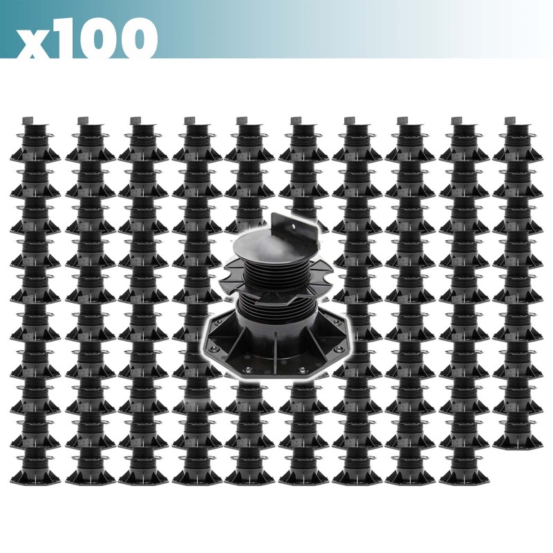 XPOtool Säädettävät terassijalat 100 kpl, 60–138 mm, 2700 kg, musta