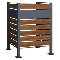 Jäteastioiden suoja aita puukuvioitu teräs antrasiitti 60 240 l 905 x 905 x 1200 mm