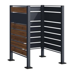 Jäteastioiden suoja-aita, puukuvioitu teräs, antrasiitti, 60-240 l, 905 x 905 x 1200 mm