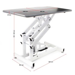 Hydraulinen trimmauspöytä koirille ja kissoille, 108x60x55,5-92,5 cm, taitettava, trimmaussangalla