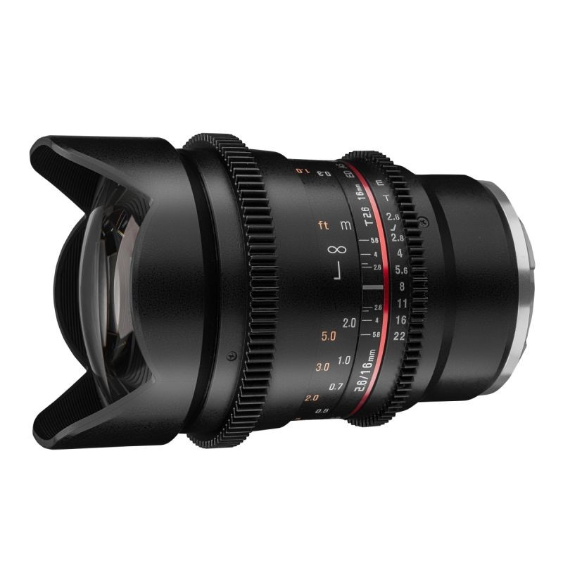 Samyang VDSLR MF 16mm T2,6 ED AS UMC cine-objektiivi Sony E, täyskenno ja APS-C
