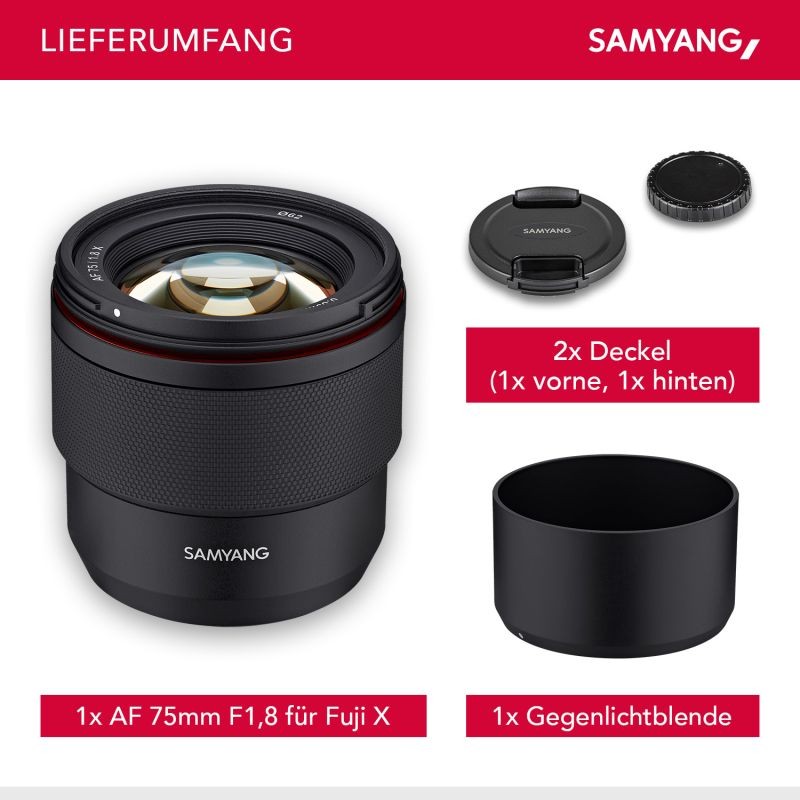Samyang AF 75 mm f/1,8 muotokuvaobjektiivi Fujifilm X
