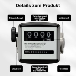 Kaksinkertainen polttoainemittari dieselille ja lämmitysöljylle 20-120 l/min 3,5 bar 32 mm 1 % tarkkuus