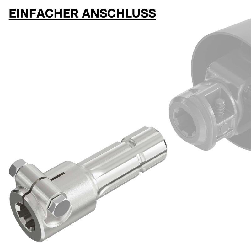 Voimanottoakselin adapteriholkki 175 mm, AISI 1045 teräs, 6 uraa / 6 hammasta