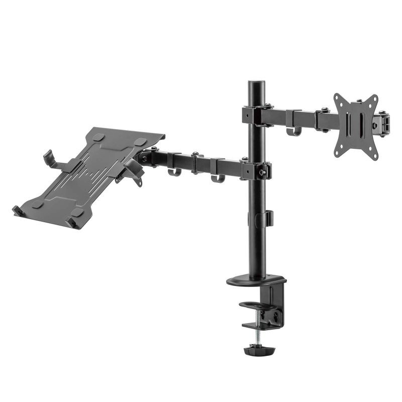Toboli 2-in-1 teline näytölle ja kannettavalle tietokoneelle, VESA 75x75/100x100, musta