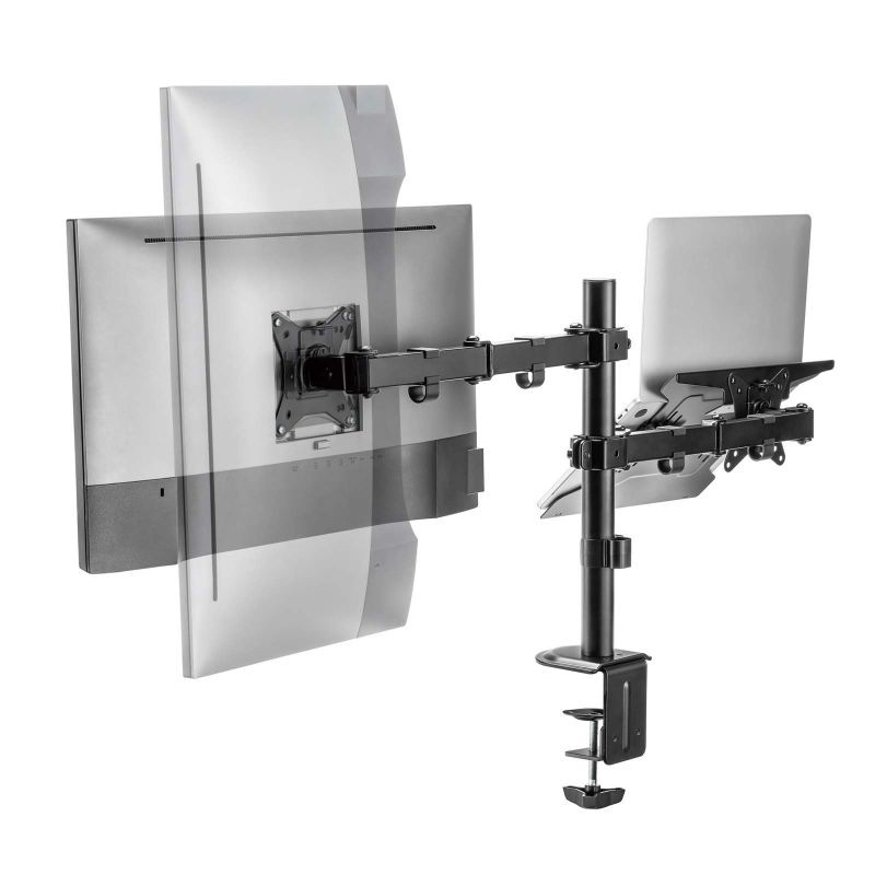 2-in-1-teline näytölle ja kannettavalle tietokoneelle, VESA 75x75/100x100, musta