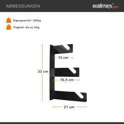 Walimex 3-osaiset taustakiinnikkeet 2 kpl setti, musta, metalli, 210 x 40 x 330 mm, 6 kg/koukku