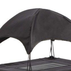 Ulkokoirasänky aurinkokatoksella, musta, XL, 122 x 91 x 16 cm, enintään 50 kg