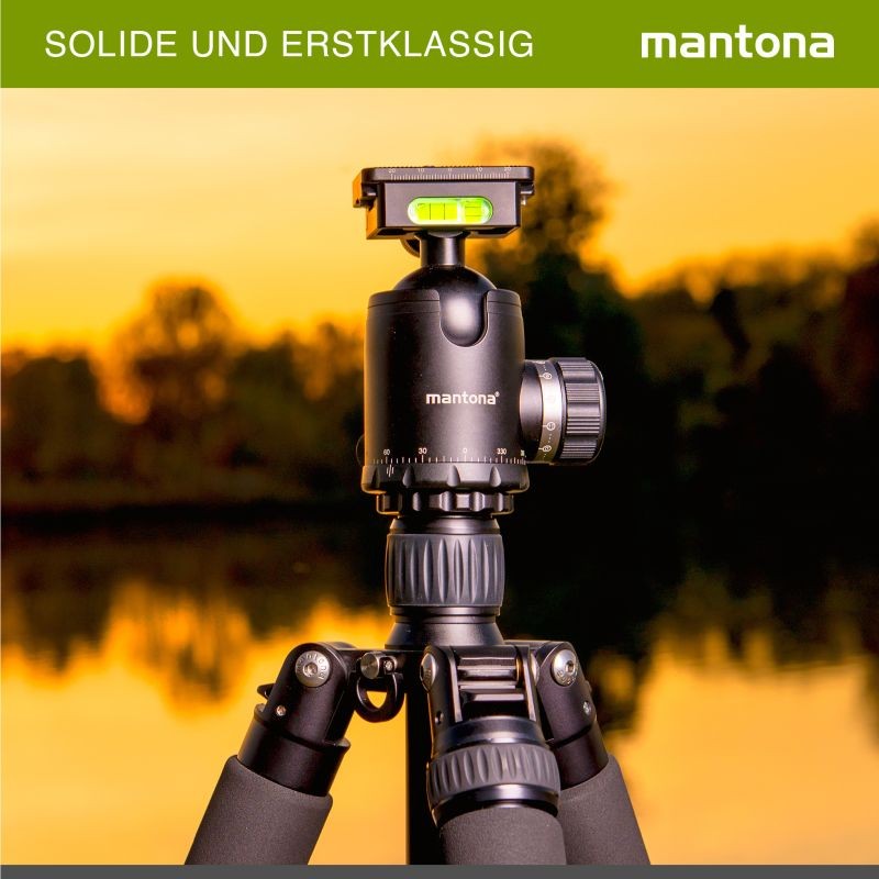 Mantona Fortress kuulapää 34 mm, 10 kg, 360° panoraama, 3 vatupasia, pikalukituslevy