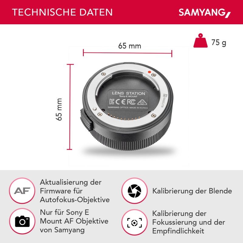 Samyang Lens Station Sony E-sarjan AF-objektiiveille - Ohjelmistopäivitykset ja kalibrointi
