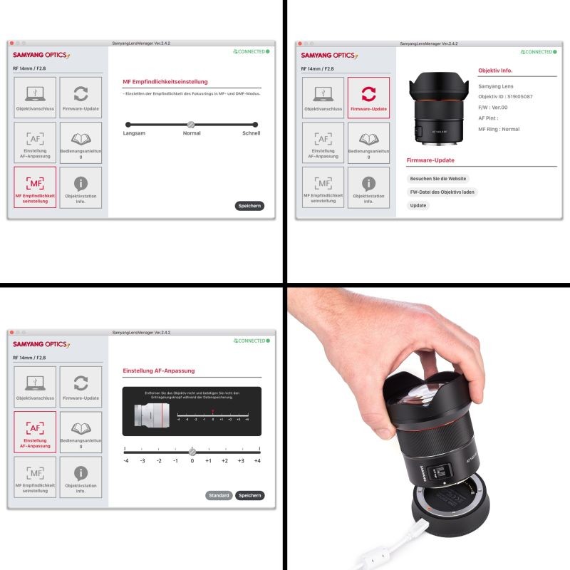 Samyang Lens Station -päivitysasema Canon RF -automaattitarkennusobjektiiveille, musta