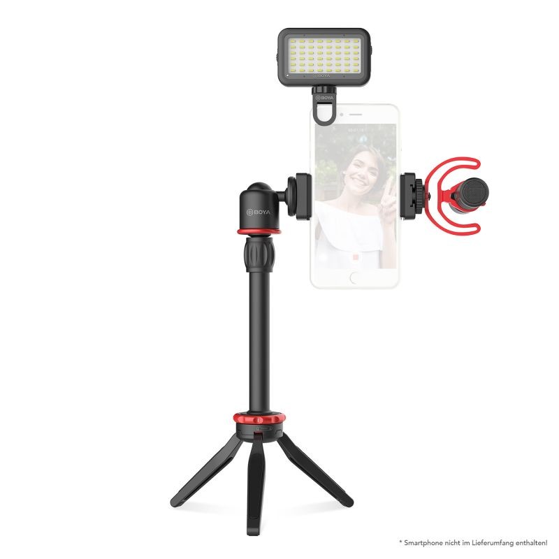 Walimex pro Boya VG350 älypuhelimen videopaketti, mikrofoni, kolmijalka, LED-valo, 2 kg kantavuus