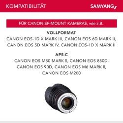 Samyang 50 mm T1 5 Video objektiivi Canon EF manuaalinen tarkennus musta