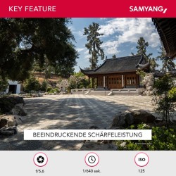 Samyang AF 12mm F2.0 FE laajakulmaobjektiivi Sony E ja Lens Station -asema