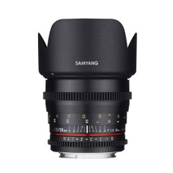 Samyang MF 50 mm T1 5 videobjektiivi MFT täyskenno ja APS C kameroille