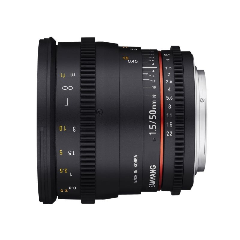 Samyang MF 50 mm T1.5 videobjektiivi MFT täyskenno- ja APS-C-kameroille