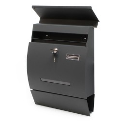 Postilaatikko V4 Designer, antrasiitti, 350 x 95 x 445 mm, lukittava, teräs, sanomalehtitelineellä
