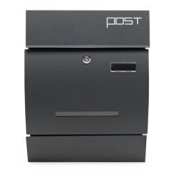 Postilaatikko V4 Designer, antrasiitti, 350 x 95 x 445 mm, lukittava, teräs, sanomalehtitelineellä