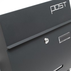 Postilaatikko V4 Designer, antrasiitti, 350 x 95 x 445 mm, lukittava, teräs, sanomalehtitelineellä