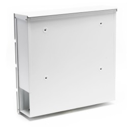 Seinäpostilaatikko V15, valkoinen, 370 x 105 x 370 mm, jauhemaalattu teräs, lukko ja sanomalehtiteline