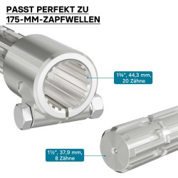 Voimanottoakselin adapteriholkki PTO 175 mm, 20 uraa, ulosakseli 8-32x38x6, traktori