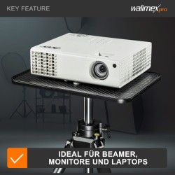 Walimex Laptop- ja projektorialusta 350 x 250 x 30 mm, alumiini, musta, kantavuus 15 kg