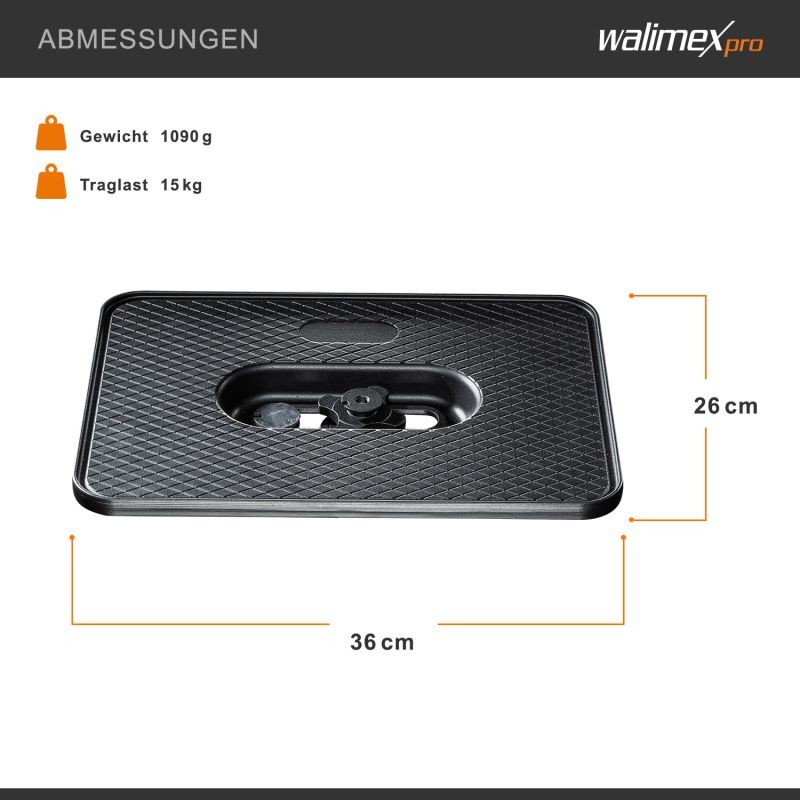 Walimex Laptop- ja projektorialusta 350 x 250 x 30 mm, alumiini, musta, kantavuus 15 kg