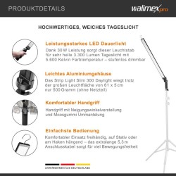 Walimex pro LED Strip Light Slim 300 Daylight 30 W LED-valotanko studio- ja videokuvaamiseen