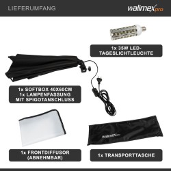 Walimex pro Softbox 40 x 60 cm ja 35 W LED valo 5000 K diffuusorilla