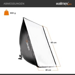 Walimex pro Softbox 40 x 60 cm ja 35 W LED-valo 5000 K, diffuusorilla