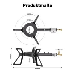 Kaasuliesi ulkokäyttöön, max 10,5 kW, propaani tai butaani, teräs, musta