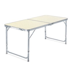 Toboli kokoontaitettava retkipöytä 120x60 cm säädettävä korkeus 54 61 70 cm alumiini ja MDF valkoinen