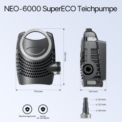 SunSun lampisuodatinsetti: CPF-15000 painesuodatin 18W UV-C, NEO-6000 SuperECO pumppu 6000 l/h, 5m letku 38mm