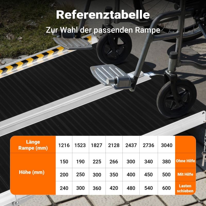 Siirrettävä pyörätuoliramppi alumiini, kaksinkertaisesti taitettava, 274,5 cm, 270 kg