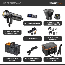 Walimex pro Niova 350 Plus Daylight LED-studiovalo 350 W, himmennettävä COB-LED-videovalo, Bowens-liitäntä