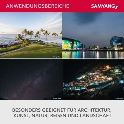 Samyang 14 mm f/2,8 Canon EF laajakulmaobjektiivi, manuaalinen tarkennus, täysikenno ja APS-C