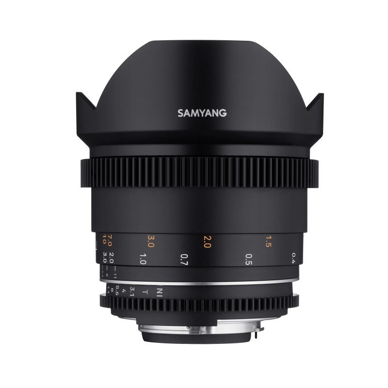 Samyang MF 14mm T3,1 VDSLR MK2 laajakulmaobjektiivi Nikon F, täyskenno, sääsuojattu