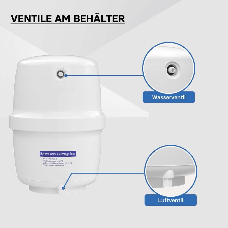 Naturewater 3 G vesisäiliö käänteisosmoosijärjestelmään, 11,35 l, valkoinen, butyylikumi