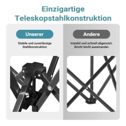Kevyt taitettava retkituoli, teräs, harmaa ja musta, max 100 kg